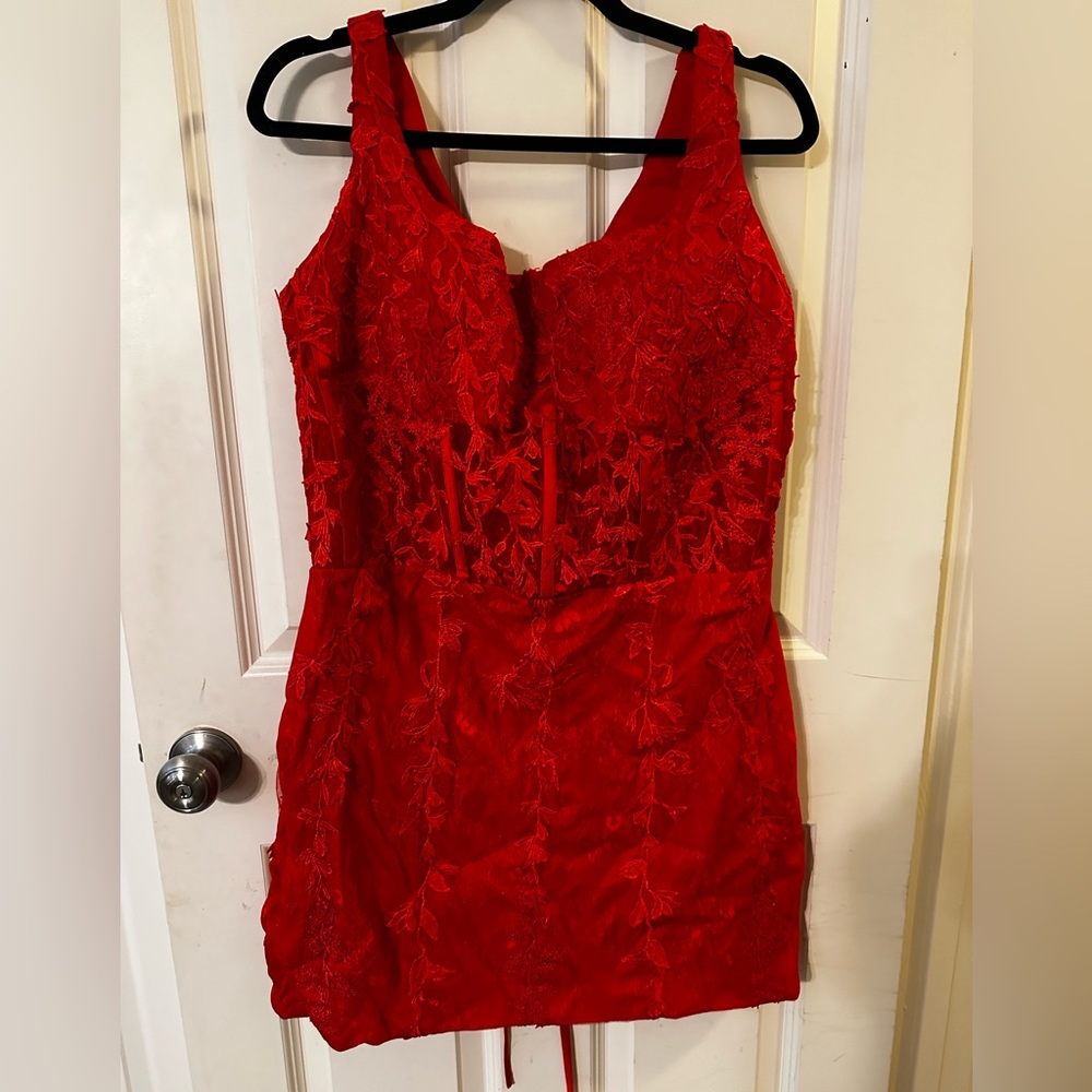 Red corset size 16 prom, cocktail, party dress